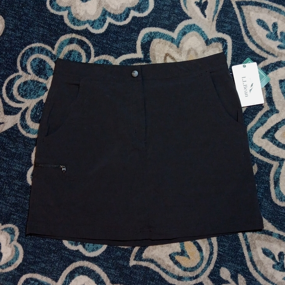 New L.L. bean comfort trail skirt black athletic workout skort sz 8 - Picture 3 of 12